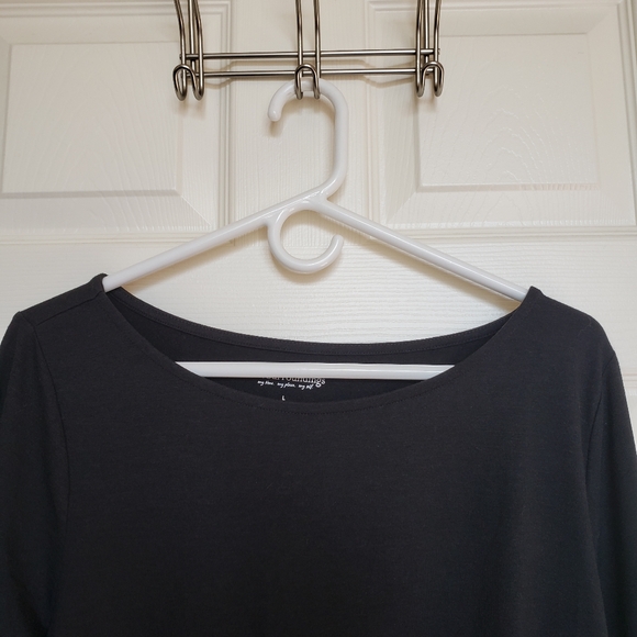 Soft Surroundings Black long sleeve with sheer tiered hem. Size L - Picture 7 of 9